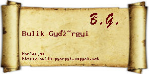 Bulik Györgyi névjegykártya